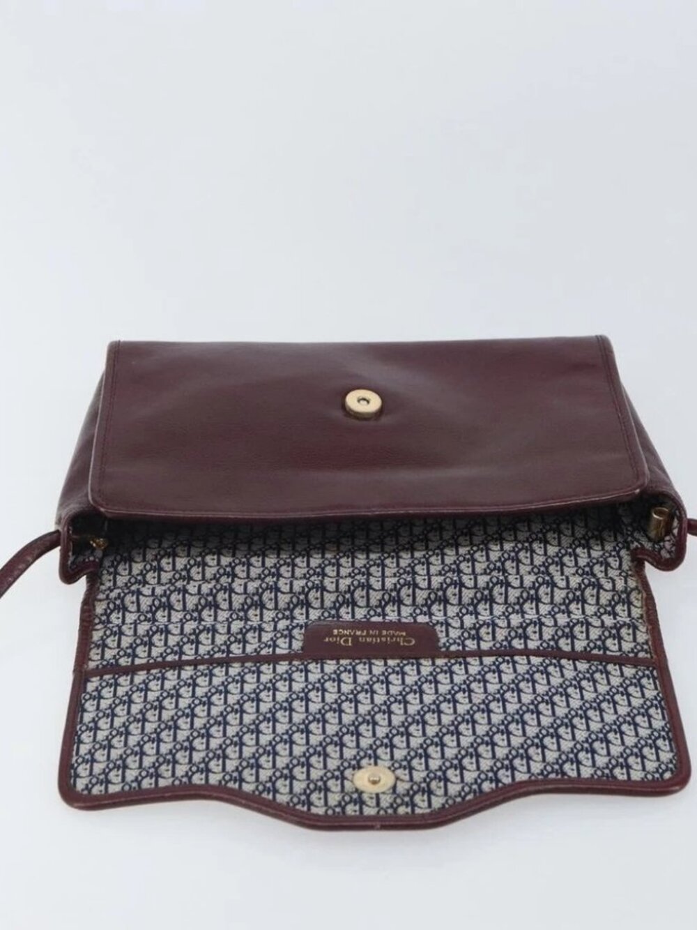 Christian Dior Shoulder Bag Leather Bordeaux Gold Auth - Picture 11 of 14